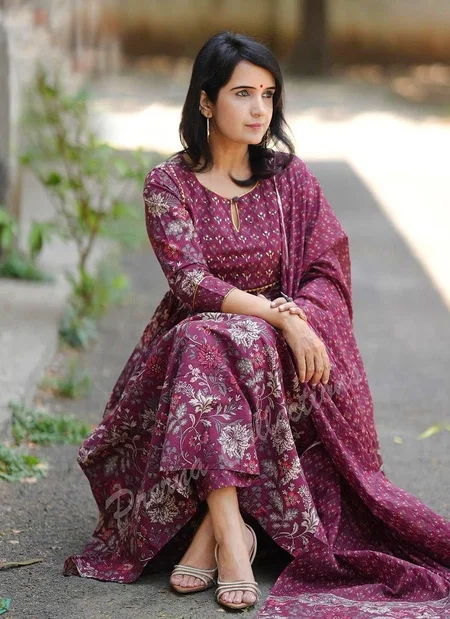 Maroon Colour Rayon With Printed Kurti With Pant And Dupatta Exporters In India Aaradhna 2033